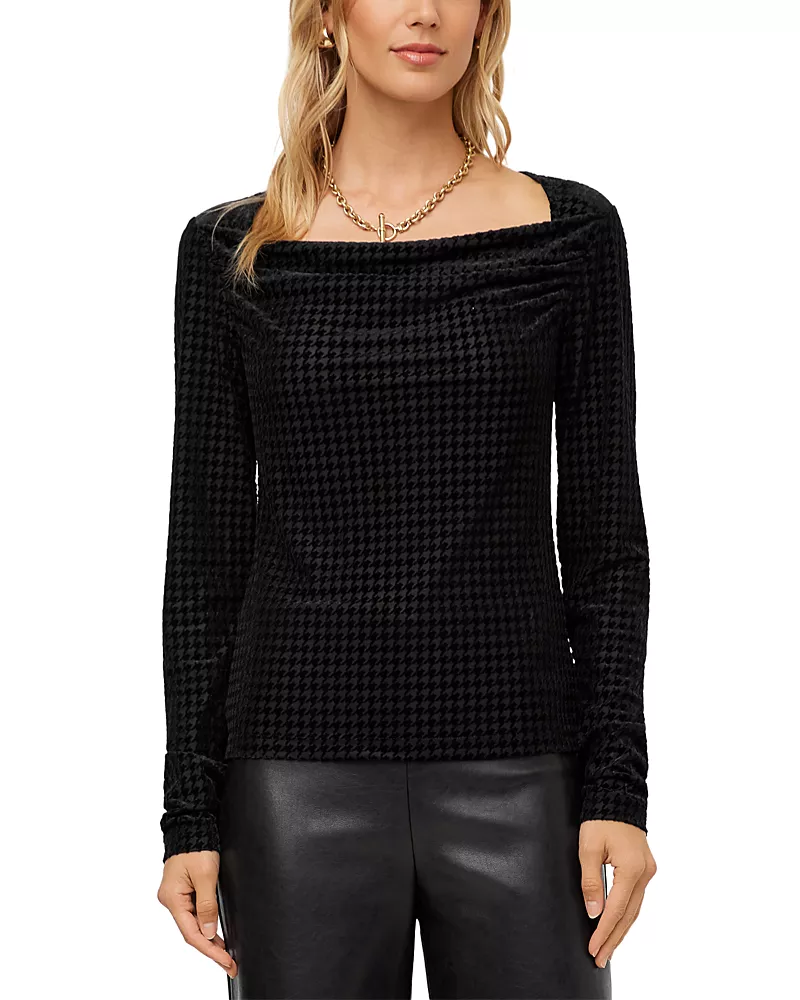 Fifteen Twenty Payton Velvet Burnout Cowl Neck Top