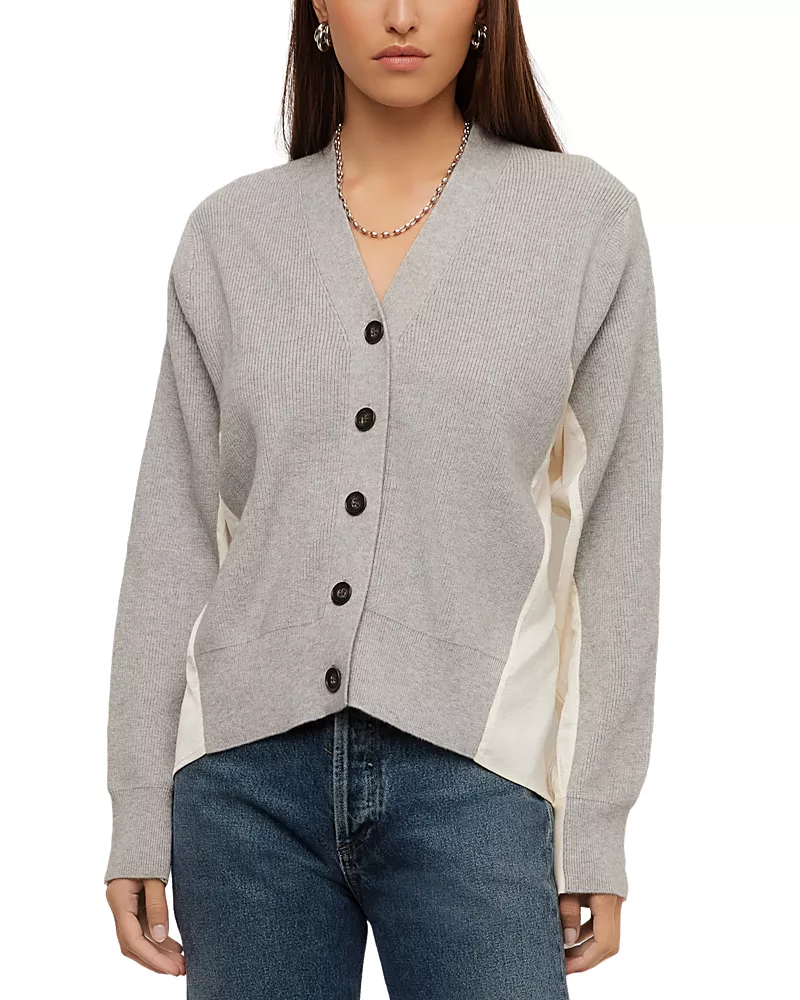 Fifteen Twenty Celine Mixed Media V Neck Cardigan
