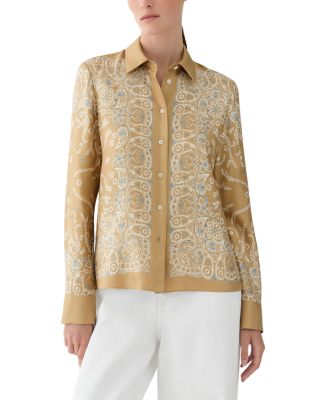 Silk Button Down Paisley Blouse