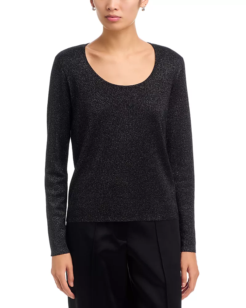 Eileen Fisher Metallic Wool U Neck Sweater