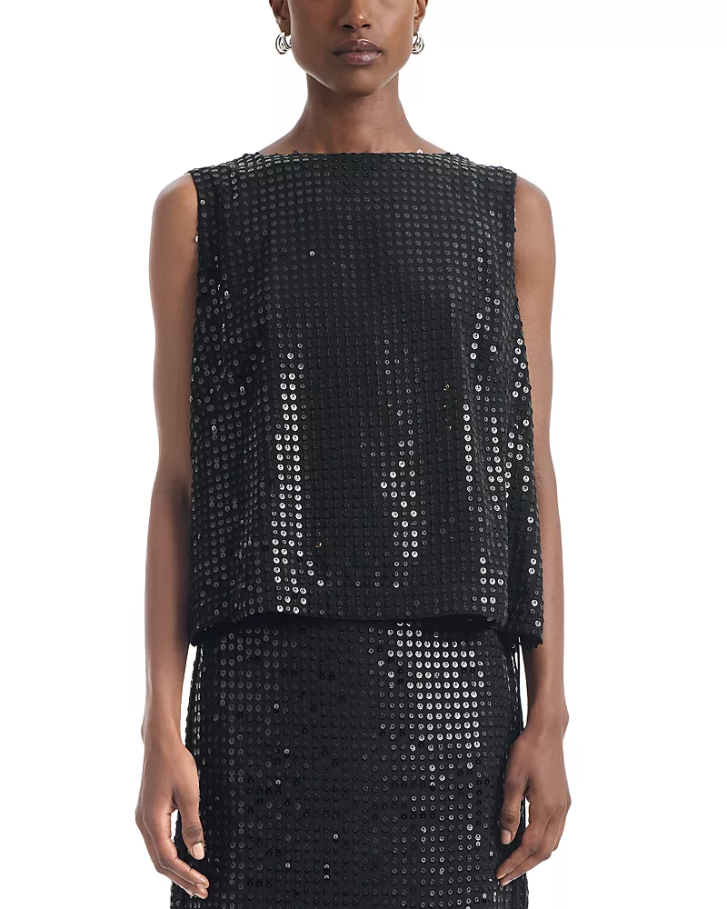 Altuzarra Siggi Sequined Boat Neck Top