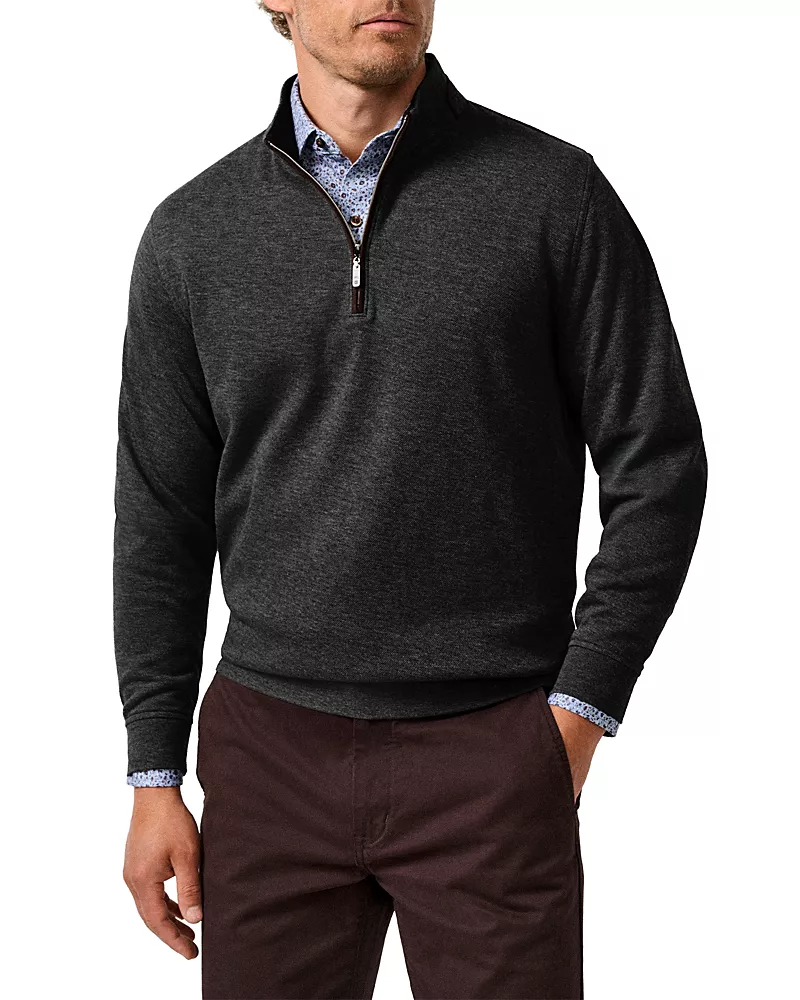 David Donahue Smythson Cotton Blend Quarter Zip Sweatshirt