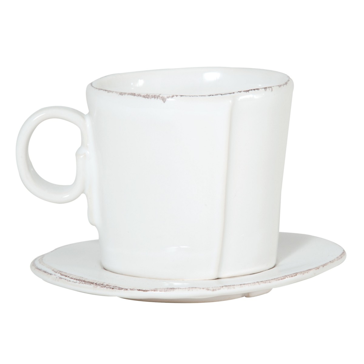 Vietri Lastra Espresso Cup & Saucer in White