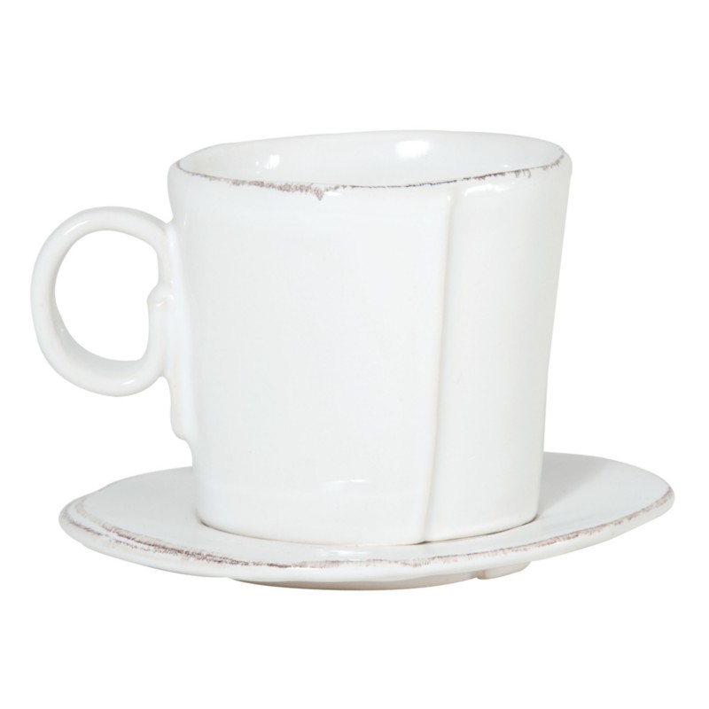 Vietri Lastra Espresso Cup & Saucer in White