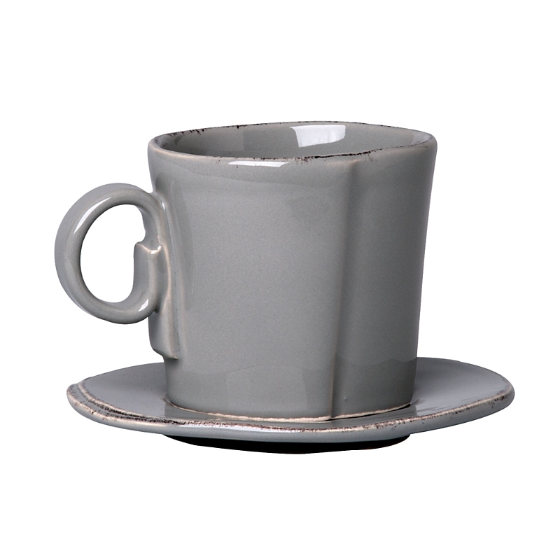 Vietri Lastra Espresso Cup & Saucer In Gray
