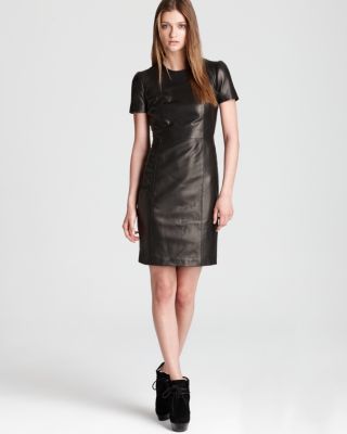 short sleeve leather dress