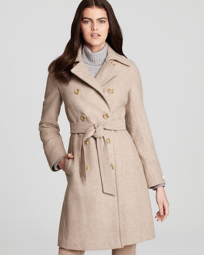 Calvin Bloomingdale\'s Klein | Breasted Coat Trench Double Belted