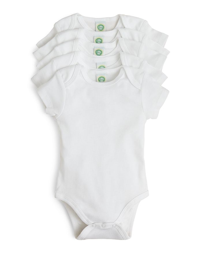 Little Me Kids' Unisex Basic Bodysuit, 5 Pack - Baby In White