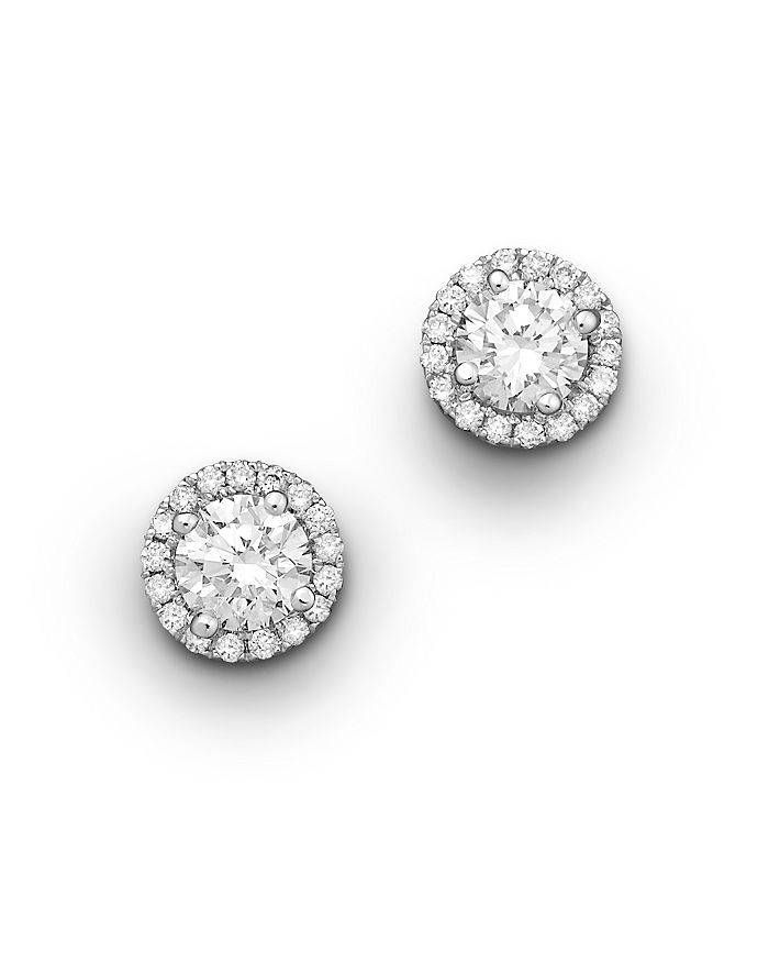 Bloomingdale's Diamond Cluster Halo Stud Earrings In 14k White Gold,.95 Ct. T.w. - 100% Exclusive