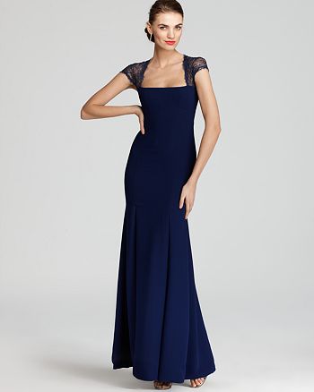 BCBGMAXAZRIA Gown - Lace Cap Sleeve | Bloomingdale's