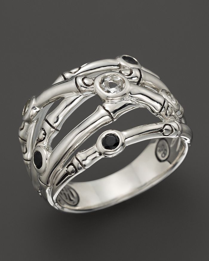 JOHN HARDY Sterling Silver Bamboo Woven Ring with Black Onyx and