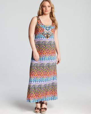 Tbags Los Angeles Plus Maxi Dress with Jeweled Neck | Bloomingdale's Women Plus  Size Clothing