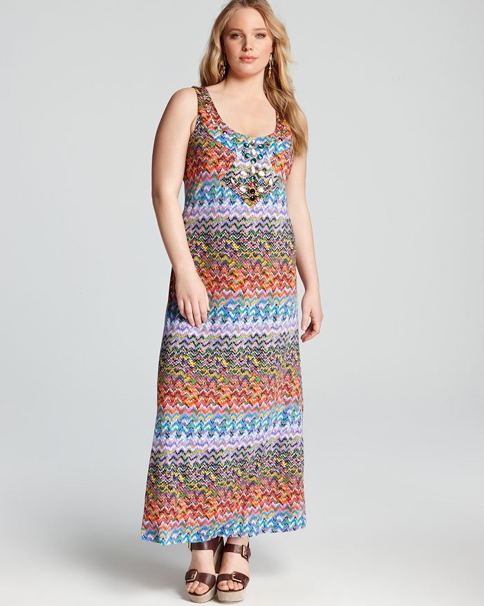 Tbags Los Angeles Plus Maxi Dress with Jeweled Neck | Bloomingdale's