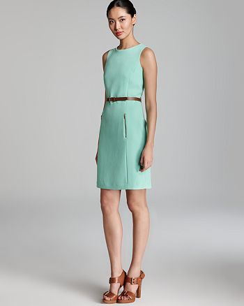 Anne Klein Shift Dress - Sleeveless Belted | Bloomingdale's