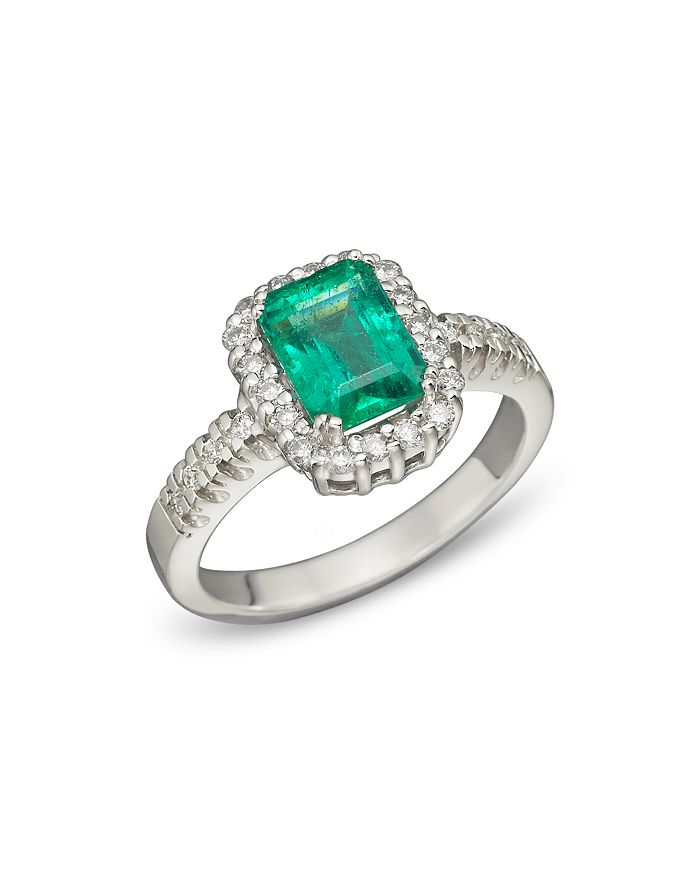 Bloomingdale's Emerald And Diamond Ring In 14k White Gold - 100% Exclusive In Multi