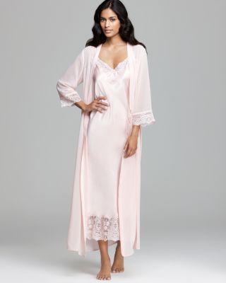 Oscar De La Renta Pink Label Robe Short White Large Nipped waist