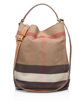 Burberry Brown House Check Canvas and Leather Small Ashby Bucket