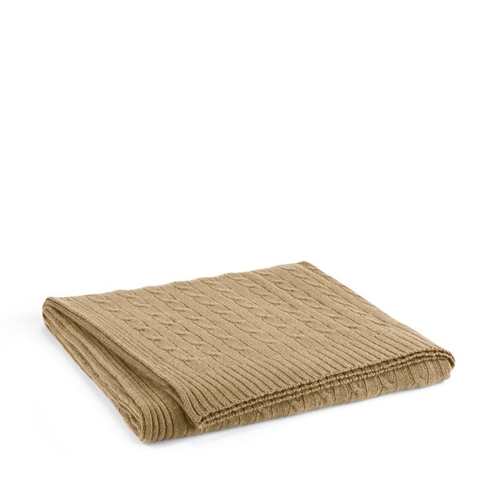 Ralph Lauren Cable Cashmere Throw Blanket In Burnished Chamois Beige