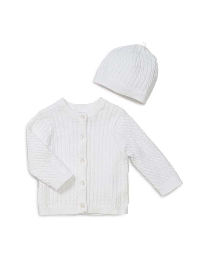 Little Me Unisex Cable-knit Cardigan & Hat Set - Baby In White