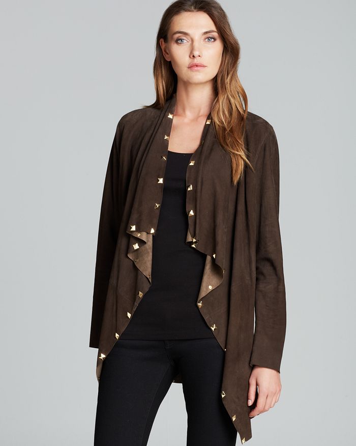 MICHAEL Michael Kors Studded Drape Suede Jacket | Bloomingdale's
