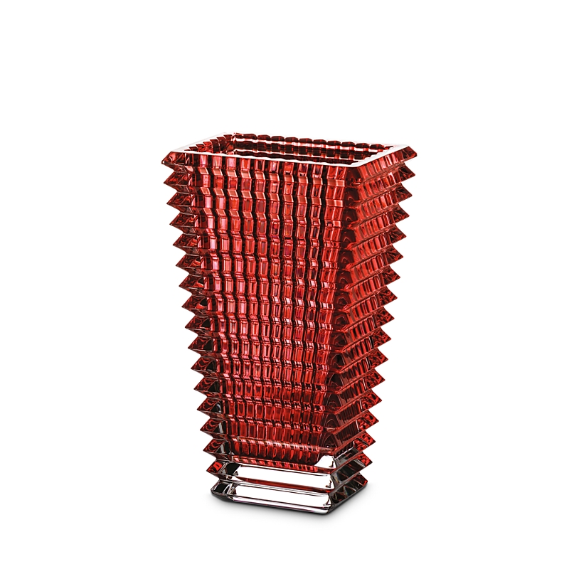 Baccarat Eye Small Rectangular Crystal Vase In Red