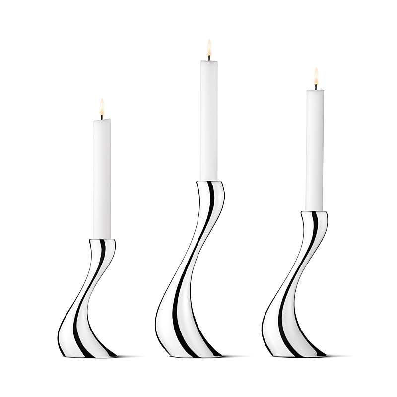 Georg Jensen Cobra Candleholder Small Three-piece Set In Silver