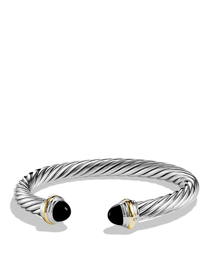 David Yurman Cable Classics Bracelet With Gemstone And Gold In Faceted Black Onyx