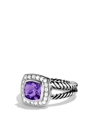 David Yurman Petite Albion Ring with Amethyst &amp; Diamonds
