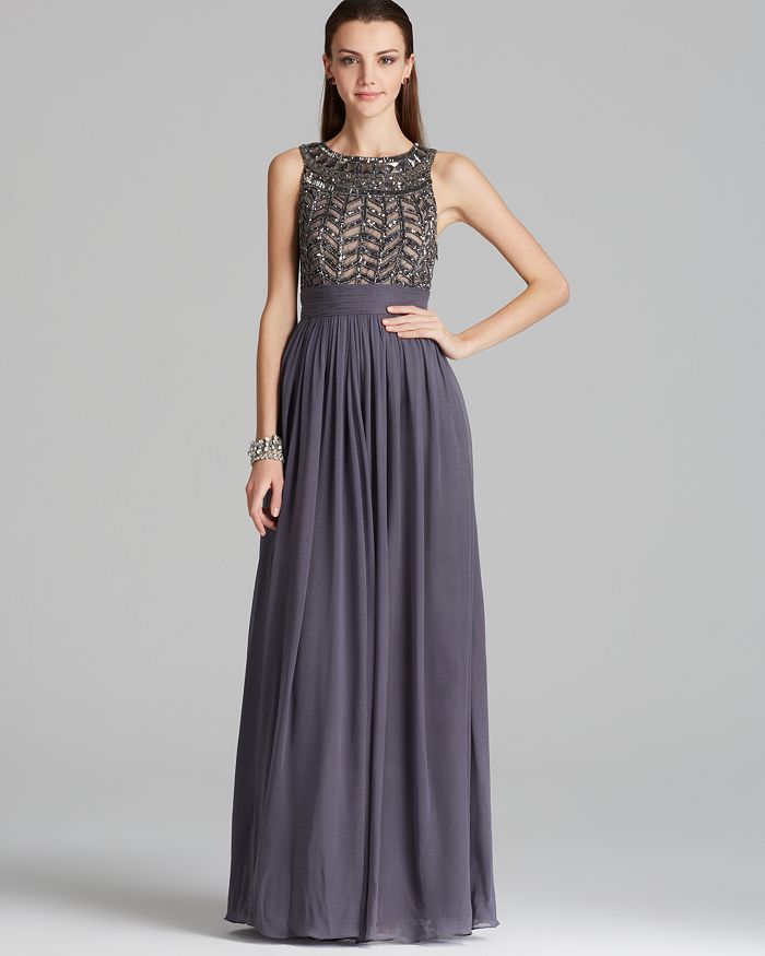 JS Collections Beaded Bodice Chiffon Gown Gladiator Bloomingdale s