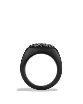 Men's Pav&eacute; Signet Ring with Black Diamonds