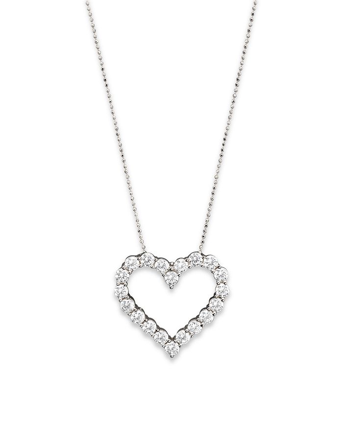 Bloomingdale's Diamond Heart Pendant Necklace In 14k White Gold, 3.0 Ct. T.w. - 100% Exclusive