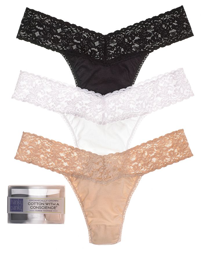 HANKY PANKY Signature set of three low-rise stretch-lace thongs