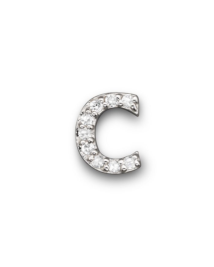 Kc Designs Diamond Initial Stud Earring In 14k White Gold In C
