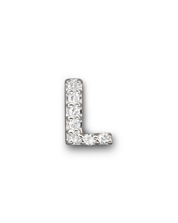 Kc Designs Diamond Initial Stud Earring In 14k White Gold In L
