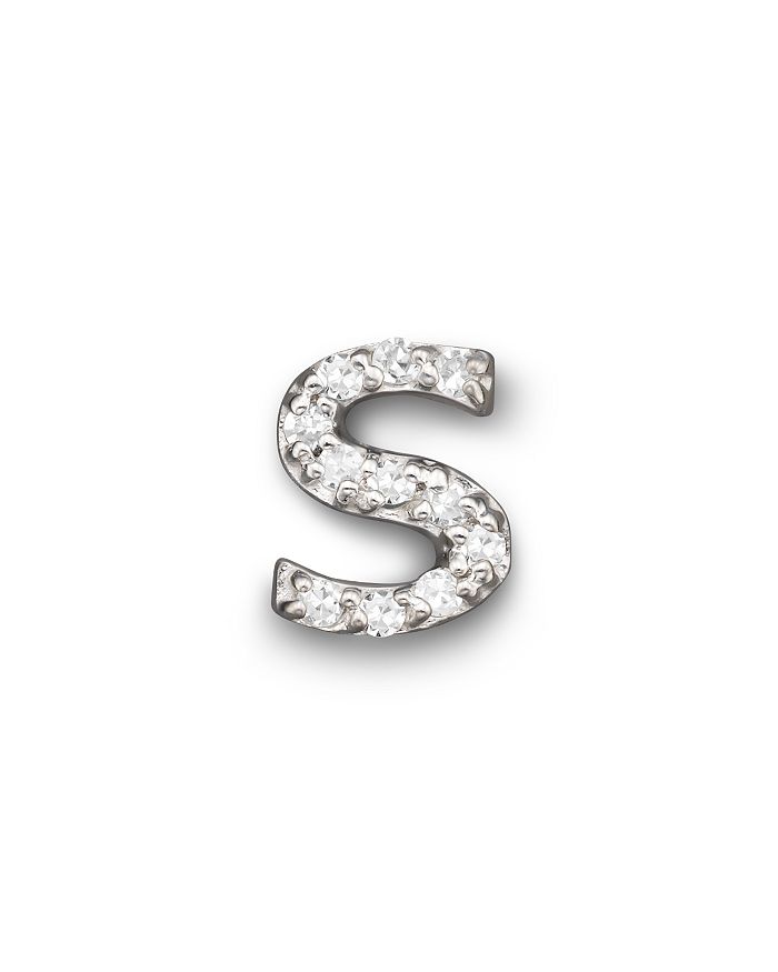 Kc Designs Diamond Initial Stud Earring In 14k White Gold