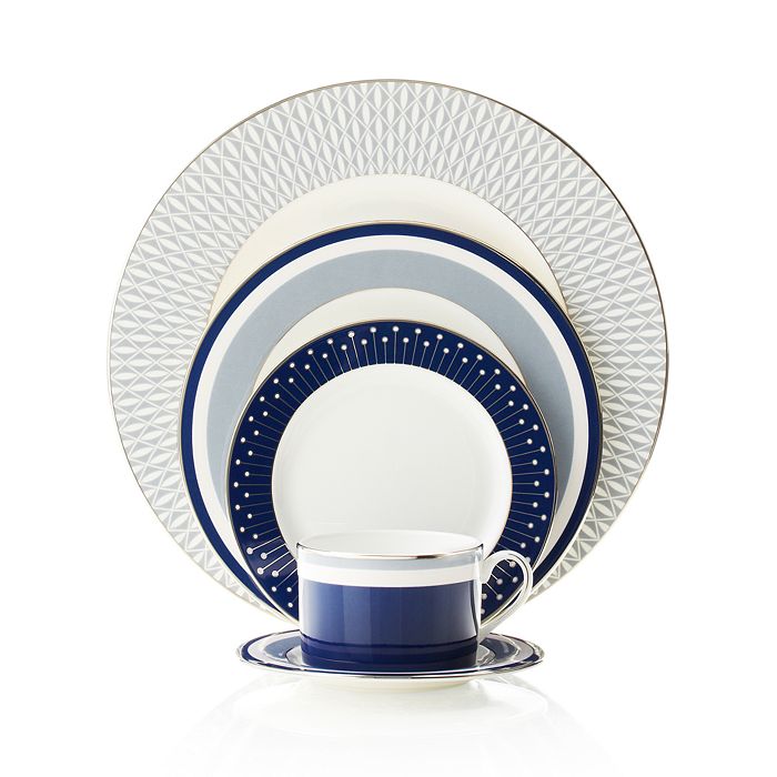 Kate Spade New York Mercer Drive 5-piece Place Setting In White And Blue