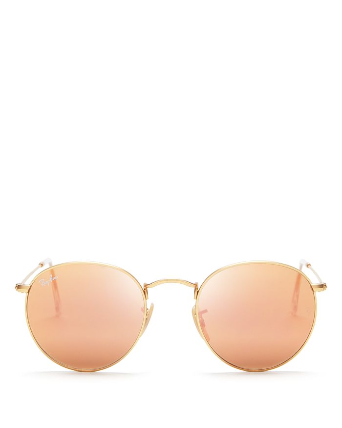Ray Ban Unisex Icons Round Sunglasses In Gold/copper Flash Mirror