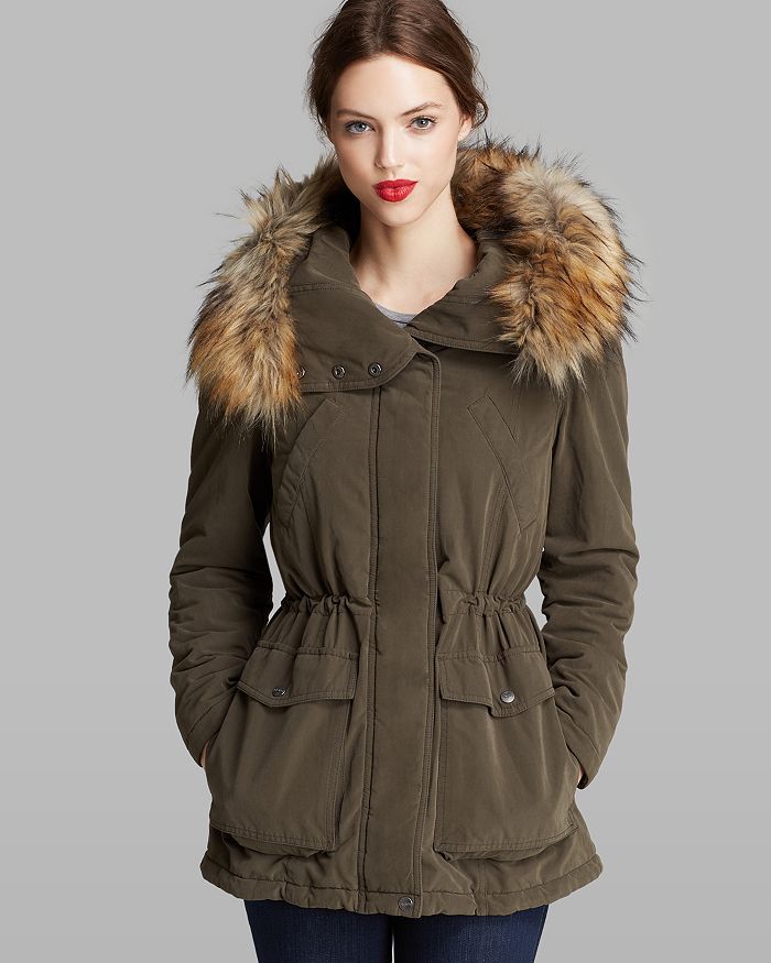 DKNY Anorak - Candace Faux Fur Trim Hood | Bloomingdale's