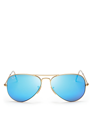 Ray Ban Ray-ban Unisex Original Polarized Brow Bar Aviator Sunglasses, 58mm In Matte Gold/blue Mirror Polarized
