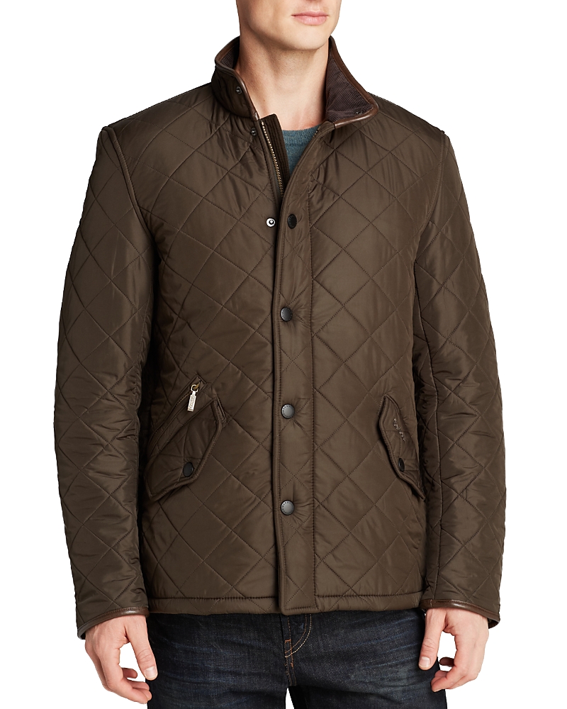 Barbour Powell Mens Quilted Jacket In Olive