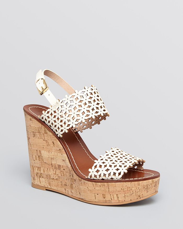 Tory Burch - Platform Wedge Sandals  Daisy Perforated
