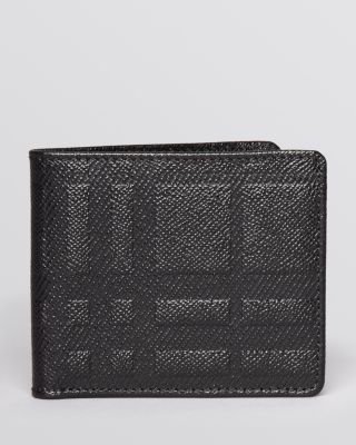 burberry embossed check leather folding wallet