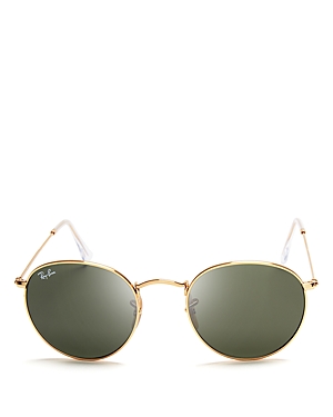 Ray Ban Ray-ban Icons Round Sunglasses, 53mm In Gold/green Solid