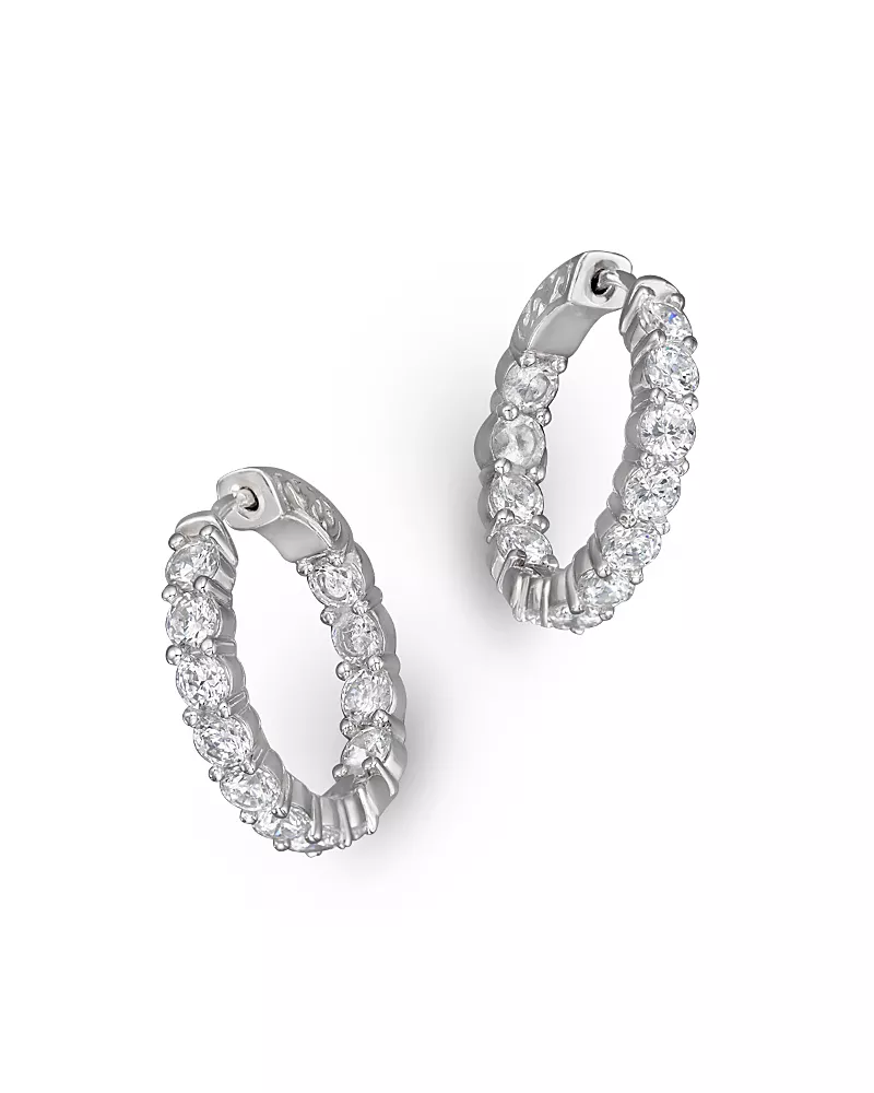Diamond Inside Out Hoop Earrings in 14K White Gold, 3.60 tcw