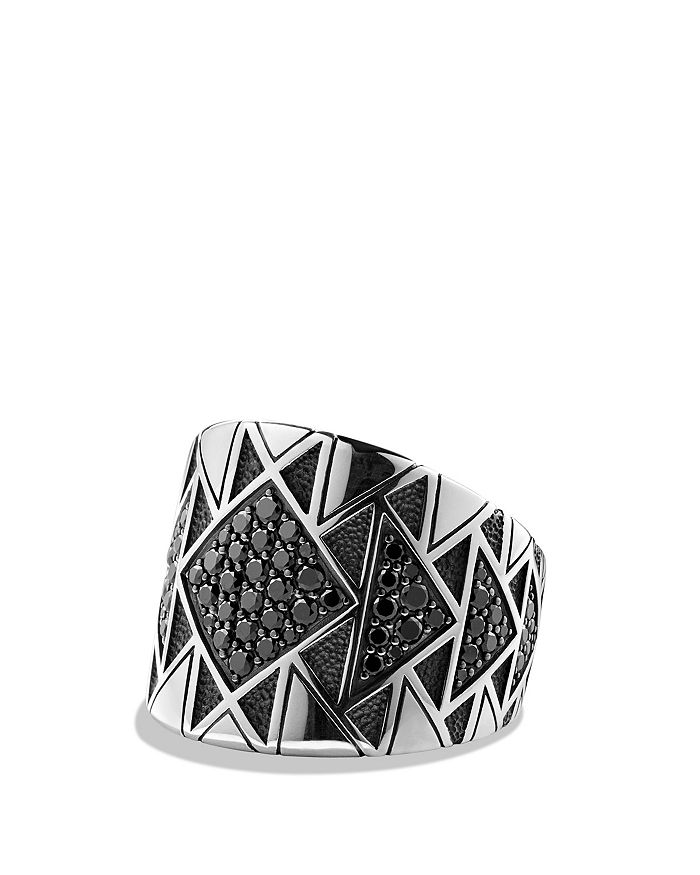 David Yurman Southwest Signet Ring with Black Diamonds