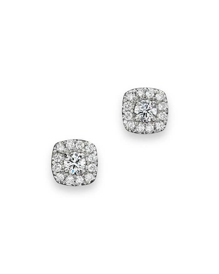 Bloomingdale's Diamond Square Halo Stud Earrings In 14k White Gold, .50 Ct. T.w. - 100% Exclusive