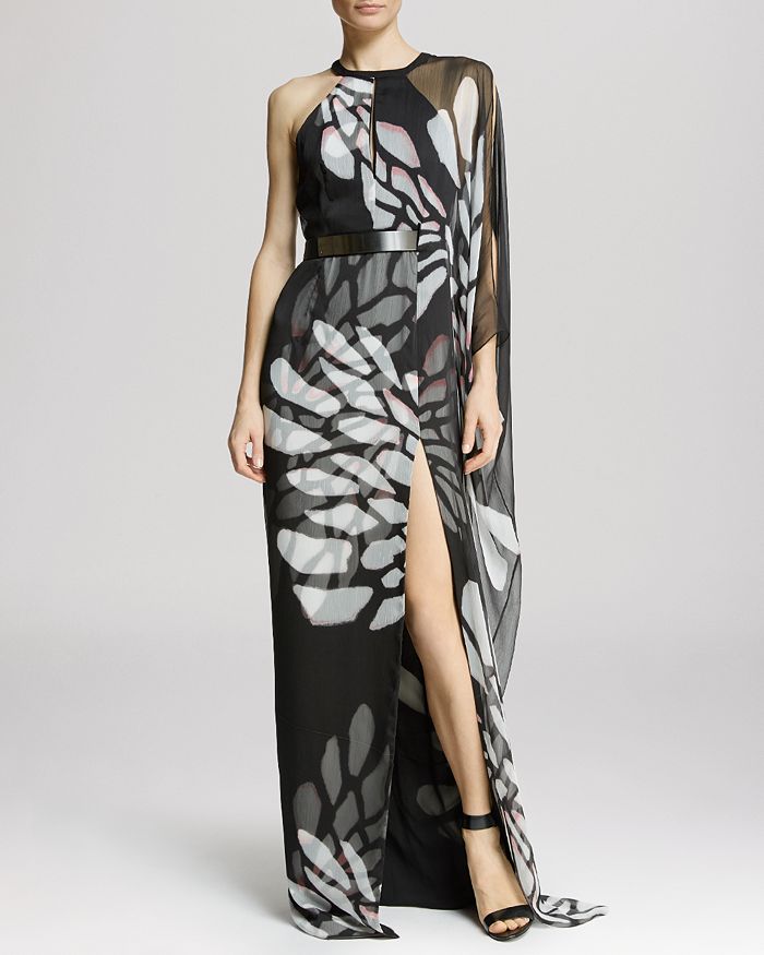 Halston Chiffon Overlay Cold Shoulder Dress Retail $148 Size 6