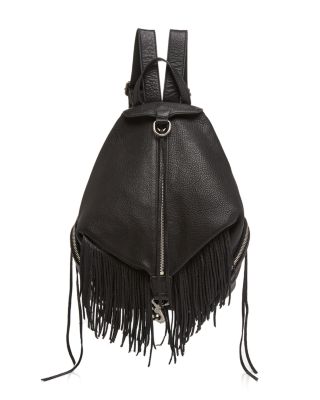 black leather fringe backpack