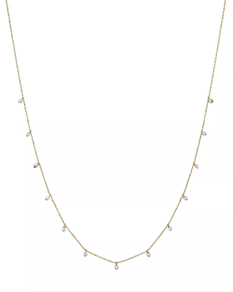 Diamond Droplet Necklace in 14K Yellow Gold, 0.50 tcw