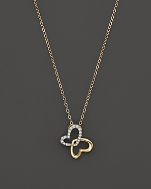 Diamond Butterfly Pendant Necklace in 14K Yellow Gold, 0.08 ct. t.w.